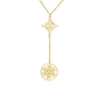 TEAMER Metatron Collier avec pendentif en forme de nœud de sorcière, double amulette, en acier inoxydable, bijoux vintage pour femme, adjustable, Acier inoxydable, Pas de gemme