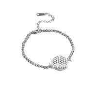 TEAMER Metatron Cube Bracelet Géométrie Sacrée Pentant Sceaux d'Archange Ange Bracelet Bijoux En Acier Inoxydable (Fleur de Vie-ARGENT)