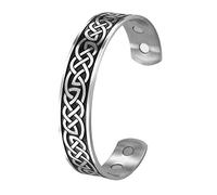 TEAMER Noeud Celtique Irish Nordic Viking Bracelet en Acier Inoxydable Antique Silver Black émail Bracelet Manchette Bracelet Cadeaux pour Hommes