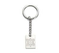TEAMER Porte-clés « Bring Them Home Now » en acier inoxydable juif hébreu pour homme et femme, Étoile de David - Argent, 24.9*25.2mm