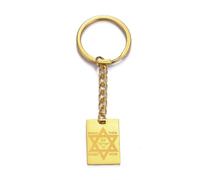 TEAMER Porte-clés « Bring Them Home Now » en acier inoxydable juif hébreu pour homme et femme, Étoile de David - Doré, 24.9*25.2mm