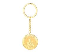 TEAMER Porte-clés délicat avec médaille Saint Gérard Pendentif Saint patron de la fertilité et de la maternité Bijoux Religieux Catholiques pour Femmes (Or)