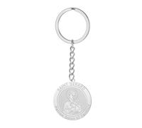 TEAMER Porte-clés délicat avec médaille Saint Gérard Pendentif Saint patron de la fertilité et de la maternité Bijoux Religieux Catholiques pour Femmes (Argent)
