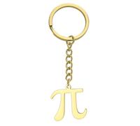 TEAMER Porte-clés délicat de symbole PI Pendentif avec symbole mathématique PI Bijoux en acier inoxydable en matière de mathématiques physique science et technologie pour femmes et hommes (Or)