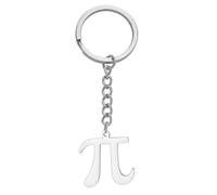 TEAMER Porte-clés délicat de symbole PI Pendentif avec symbole mathématique PI Bijoux en acier inoxydable en matière de mathématiques physique science et technologie pour femmes et hommes (Argent)