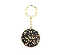 TEAMER Porte-clés Pentagramme de Solomon Pendentif Tétragramme Bijou Talisman Solomon pour Homme et Femme (Or)