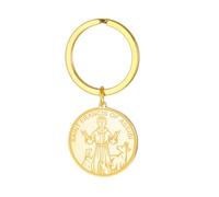 TEAMER Porte-clés Saint François d'Assise Pendentif médaille de protection Plaque d'identification pour chat/chien Pendentif Saint François d'Assise, patron des animaux et de la nature (Or)