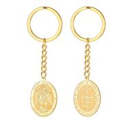 TEAMER Porte-clés Saint Gabriel avec bénédiction gardienne, espoir et protection, archange de Saint-Gabriel, bijou religieux pour femme, doré, 20*26mm