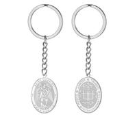 TEAMER Porte-clés Saint Gabriel avec bénédiction gardienne, espoir et protection, archange de Saint-Gabriel, bijou religieux pour femme, Argenté, 20*26mm