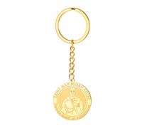 TEAMER Porte-clés Saint Maximilien Kolbe Pendentif Saint Patron des Addictions Bijoux Amulette en Acier Inoxydable Inspiré de la Foi Catholique pour Hommes et Femmes (Or)