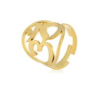 TEAMER Réglable Fleur de Vie Bague Acier Inoxydable Om Symbole Anneau Géométrie Sacrée Magique Hexagramme Talisman Amulette Bijoux Pour Femmes Filles(Symbole OM-Or)