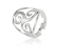 TEAMER Réglable Triskele Bague Acier Inoxydable Géométrie Sacrée Magique Hexagramme Talisman Amulette Bijoux Pour Femmes Filles (Triskele-Argent)