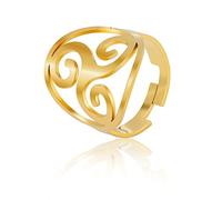 TEAMER Réglable Triskele Bague Acier Inoxydable Géométrie Sacrée Magique Hexagramme Talisman Amulette Bijoux Pour Femmes Filles (Triskele-Or)