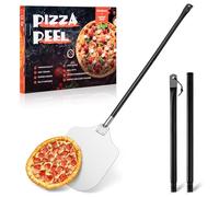 TEAMFAR Pelle à pizza rectangulaire 30,5 x 42 x 124 cm pour barbecue, four à pizza, pelle à pizza en aluminium anodisé dur, grande surface et poignée amovible pour pizza, pain, biscuits