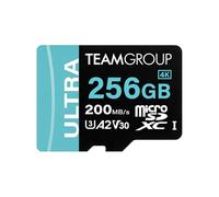 TEAMGROUP Carte A2 Ultra 256 Go MicroSDXC UHS-I U3 A2 V30, R/W jusqu'à 200/150 Mo/s Nintendo Switch 1, Steam Deck, appareils de Jeu, tablettes, Smartphones, Prise de Vue 4K, avec Adaptateur