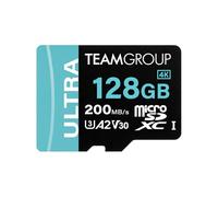 TEAMGROUP Carte Ultra A2 128 Go Micro SDXC UHS-I U3 A2 V30, R/W jusqu'à 200/80 Mo/s avec adaptateur TULMSDX128GIA2V3022503