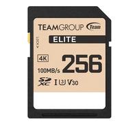 TEAMGROUP Elite Carte mémoire SDXC haute vitesse 4K UHS-I U3 V30 UHD jusqu'à 100 Mo/s Compatible avec appareil photo numérique Canon, Sony, Nikon, Panasonic, FUJIFILM TESDXC256GIV3069