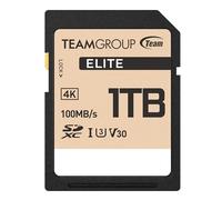 TEAMGROUP Elite Carte mémoire SDXC haute vitesse 4K UHS-I U3 V30 UHD jusqu'à 100 Mo/s compatible avec appareil photo numérique Canon, Sony, Nikon, Panasonic, FUJIFILM TESDXC1TIV30P69