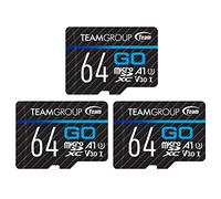 TEAMGROUP GO Card Lot de 3 cartes microSDXC UHS-I U3 V30 4K pour caméras d'action et drone, carte mémoire flash haute vitesse avec adaptateur pour sports de plein air et vlog, prise de vue 4K, GoPro