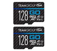 TEAMGROUP GO Card TGUSDX128GU364 Lot de 2 cartes mémoire micro SDXC UHS-I U3 V30 4K pour GoPro et caméras d'action Haute vitesse avec adaptateur pour extérieur, sport, prise de vue 4K