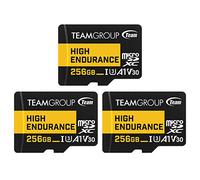 TEAMGROUP High Endurance THUSDX256GIV3065 Lot de 3 cartes mémoire micro SDXC UHS-I U3 V30 4K 100 Mo/s (conçues pour la surveillance) 256 Go
