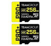 TEAMGROUP Lot de 2 cartes A2 Pro Plus 256 Go Micro SDXC UHS-I U3 A2 V30, R/W jusqu'à 160/110 Mo/s pour Nintendo Switch, appareils de jeu, tablettes, smartphones, prise de vue 4K, avec adaptateur