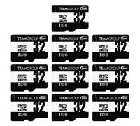 TEAMGROUP Micro TUSDH32GCL10U66 Lot de 10 cartes mémoires UHS-I U1 Classe 10 SDHC SDXC Vitesse de lecture jusqu'à 100 Mo/s Flash haute vitesse avec adaptateur pour appareil photo, surveillance, prise