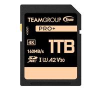 TEAMGROUP PRO TPPSDX1TIA2V3001 Carte mémoire SDXC UHS-I U3 A2 V30 4K UHD Vitesse de lecture/écriture jusqu'à 160/120 Mo/s pour vlogueurs professionnels, cinéastes, photographes et conservateurs de