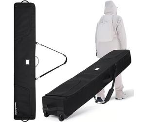 TeamObsidian Housse Snowboard pour Planche Jusqu'à 175 cm - Housse de Snownboard avec Bandoulière Amovible roulettes et Rembourrage Mousse 10 mm - Sac Porte Snowboard Matériel Ski