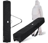 TeamObsidian Sac pour Skis Jusqu'à 175 cm - Housse avec Bandoulière Amovible, Roulettes et Rembourrage Mousse 10 mm - Porte-Ski pour Paire de Skis, Bâtons et Équipement