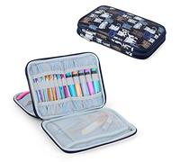 Teamoy Étui aux Accessoires de Crochet, Sac Organisateur à Outils de Crochet (Pas d’Accessoires Inclus), Chat Bleu