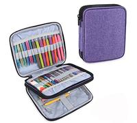 Teamoy Étui aux Aiguilles à Crochet, Petit Sac Organisateur pour Outils de Tricot et Aiguilles à Tricot Circulaire Interchangeable, Deux Compartiments (Pas d’Accessoires Inclus), Violet