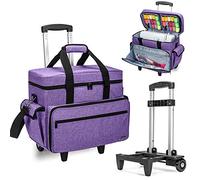 Teamoy Sac à Roulettes pour Machine à Coudre, Mallettes à Roulettes Amovible pour Machine à Coudre avec Coussin de Soutien Inférieur, Pourpre