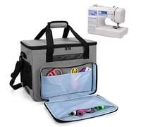 Teamoy Sac pour Machine à Coudre, Support pour Machine à Coudre avec Pieds en Caoutchouc, Housse de Transport pour Machines à Coudre Domestiques Standard et Accessoires de Couture, Gris