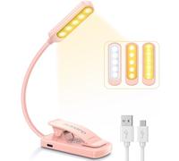 TEAMPD Lampe de Lecture, 10 LEDs Liseuse Lampe Clip USB Rechargeable, 360°Cou Flexible, Gradation Progressive & 3 Température de Couleur, Lumière Livre pour Lire au Lit,Enfant,Kindle,Voyage,Camping