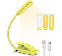 TEAMPD Lampe de Lecture, 10 LEDs Liseuse Lampe Clip USB Rechargeable, 360°Cou Flexible, Gradation Progressive & 3 Température de Couleur, Lumière Livre pour Lire au Lit,Enfant,Kindle,Voyage,jaune