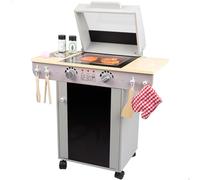 Teamson- BBQ Ensemble Barbecue en Bois avec 9 Accessoires, 85399, Multicolore, Moyen