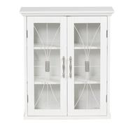 Teamson Home Armoire de Toilette Murale Salle de Bain 2 Portes en Bois Blanc Delaney 7930