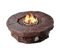 Teamson Home Brasero à Gaz de Table, Foyer, Chauffage D'extérieur avec Pierres de Lave et Couvercle