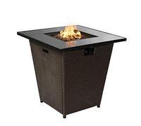 Teamson Home Braséro de Jardin à gaz Chauffage extérieur rotin Acier Housse de Protection Roches de Lave HF30200AA-EU