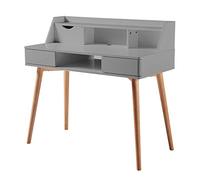 Teamson Home Bureau d'écriture en Bois avec Rangement Creativo, Gris Clair/Naturel