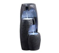 Teamson Home Fontaine 3 niveaux moderne LED cascade extérieure finition noire