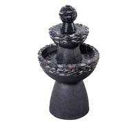 Teamson Home Fontaine 3 niveaux piédestal jardin finition pierre gris foncé