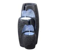 Teamson Home Fontaine à eau d'extérieur moderne à 3 étages avec lumières LED Noir