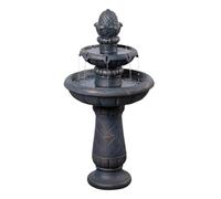 Teamson Home Fontaine Bain d’Oiseaux extérieure 99 cm à 2 Niveaux, Bassin Peu Profond, Finition Pierre cuivre Antique, Flux Doux