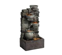 Teamson Home Fontaine Cascade 4 Niveaux Pierre Grise Extérieur LED