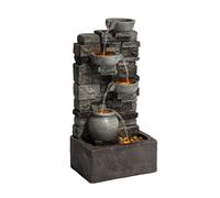 Teamson Home Fontaine Cascade 4 Niveaux Pierre Grise Extérieur LED