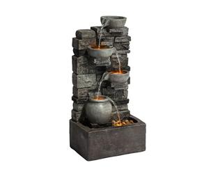 Teamson Home Fontaine Cascade 4 Niveaux Pierre Grise Extérieur LED
