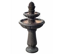 Teamson Home Fontaine Cascade de Luxe à 2 étages avec Pompe pour terrasse, Jardin, terrasse, 99 cm, Gris Fer