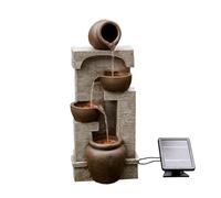 Teamson Home Fontaine de Jardin Cascade énergie Solaire Effet Pierre amphore Batterie et LED Marron Peaktop PT-SF0001